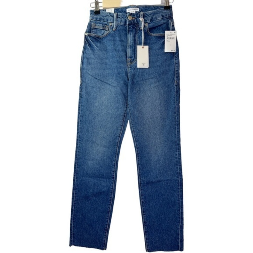 GOOD AMERICAN NWT WOMEN’S GOOD CLASSIC HIGH RISE RAW HEM JEAN SZ 0/25